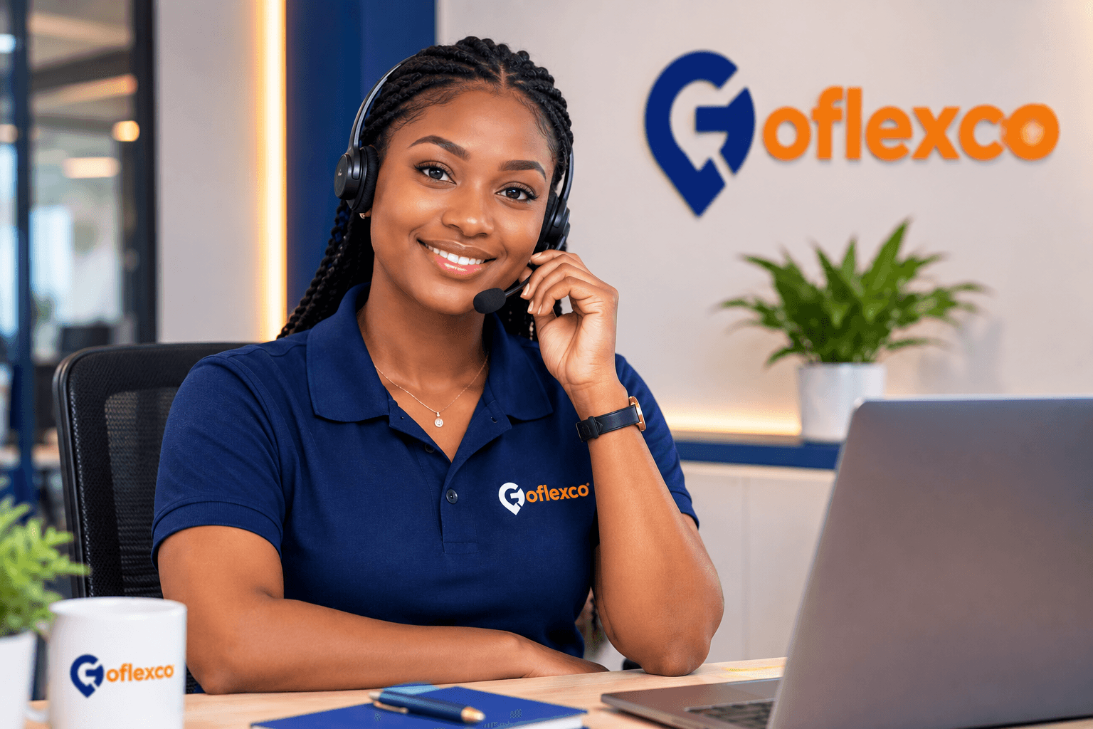 Assistante GoFlexco souriante