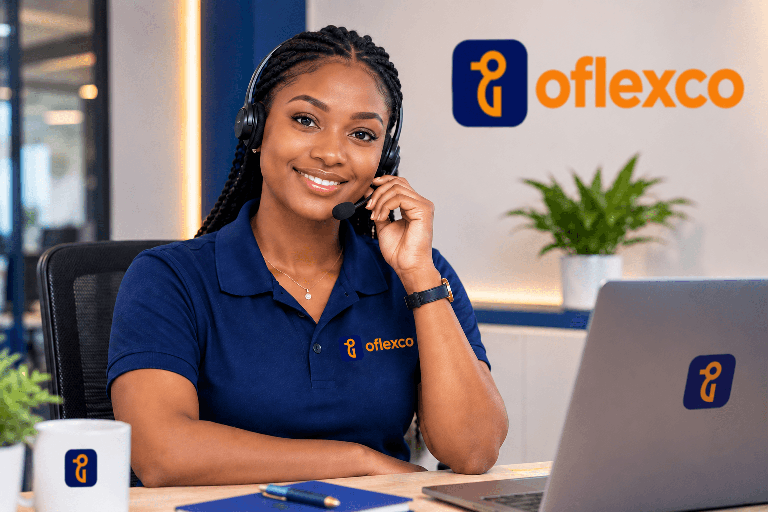 Assistante GoFlexco souriante